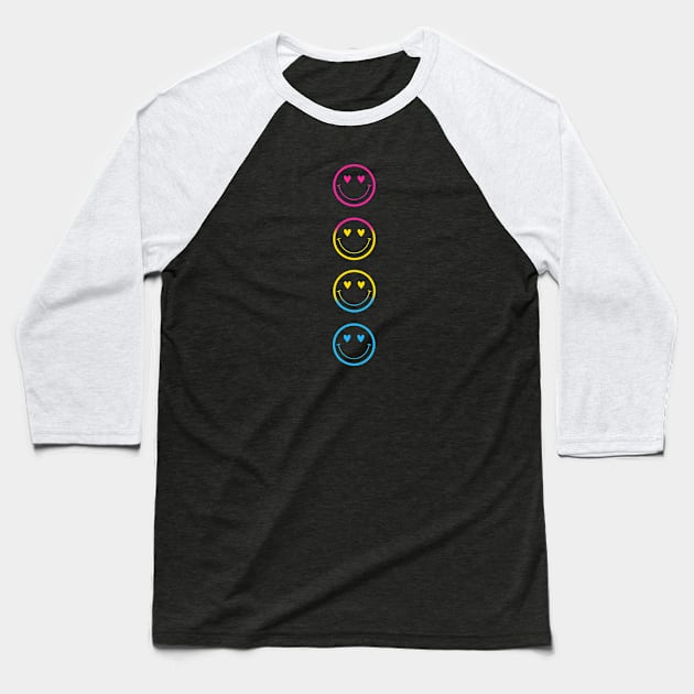 Pansexual Pride Flag SMiley Baseball T-Shirt by amyisom17@gmail.com